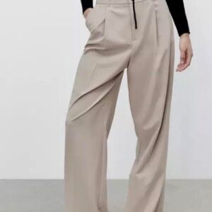 Zara Beige Wide-Leg Trousers